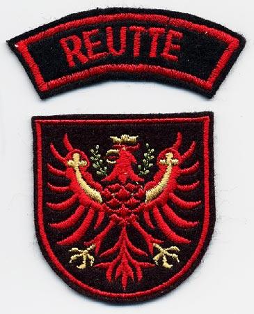 Reutte - Distintivo nero con aquila rossa