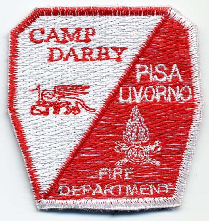 Camp Darby (Pisa Livorno) - Distintivo bianco e rosso con fiamma e leone alato