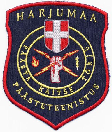 Harjumaa - Distintivo blu con diciture gialle
