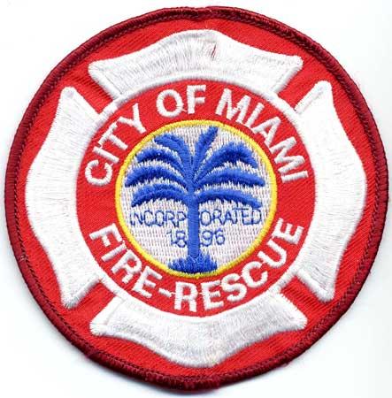 Miami - Distintivo rosso con al centro una palma azzurra