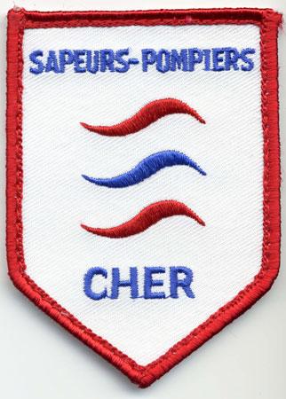 Bourges - Distintivo bianco e rosso con diciture blu