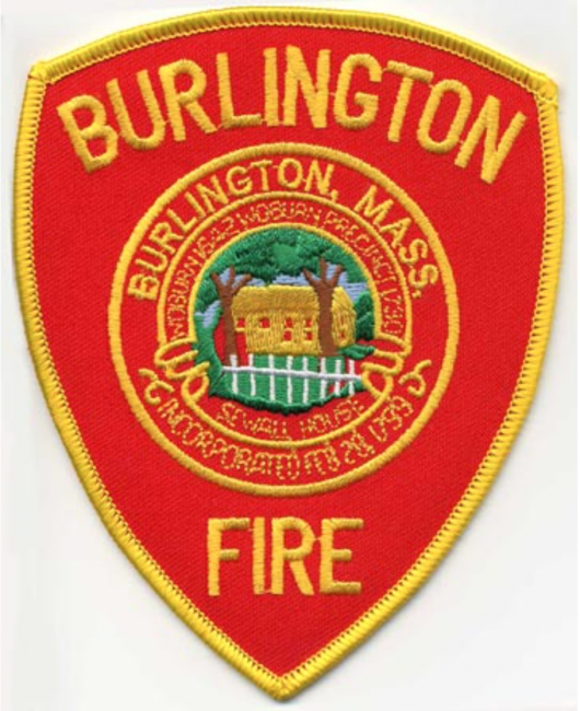 Burlington - Distintivo rosso con al centro una casa e alberi