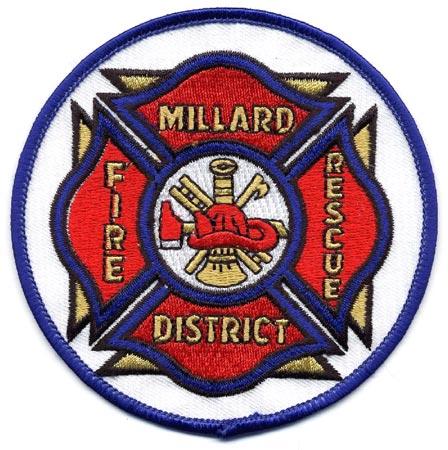 Millard - Distintivo bianco con al centro un elmo rosso