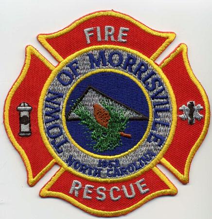 Morrisville - Distintivo rosso e blu con diciture bianche