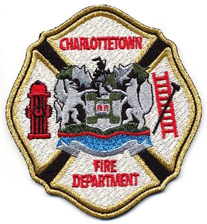 Charlottetown - Distintivo bianco con diciture rosse