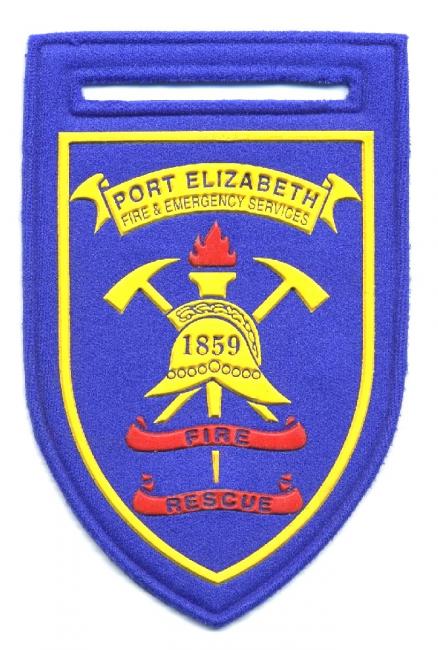 Port Elisabeth - Distintivo blu con al centro un elmo giallo