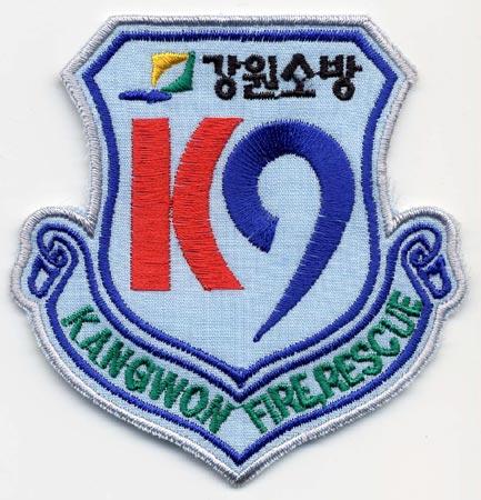 Kang-Won-Do - Distintivo azzurro con diciture verdi