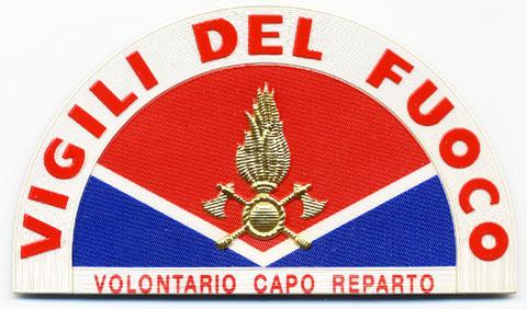 Capo Reparto Volontario (Da Braccio) - Distintivo rosso e blu con al centro fiamma dorata e V bianca