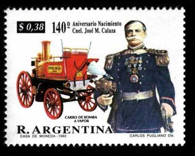 140° José Calalza - Generale fondatore VVF e antica autopompa (1992)