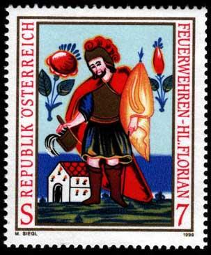 San Florian protettore dei VVF - Raffigurazione del Santo che spegne incendio (1998)