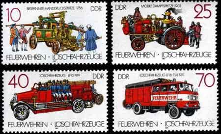 Vari francobolli con automezzi VV.F. (1987)