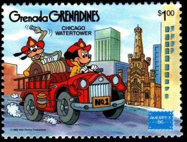 Walt Disney - Topolino e Pippo VVF su automezzo (1986)