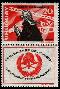 Vigili del Fuoco con lancia e autoscala stilizzata (1966)