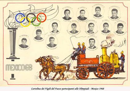 Cartolina dei VV.F. partecipanti alle Olimpiadi - Messico 1968